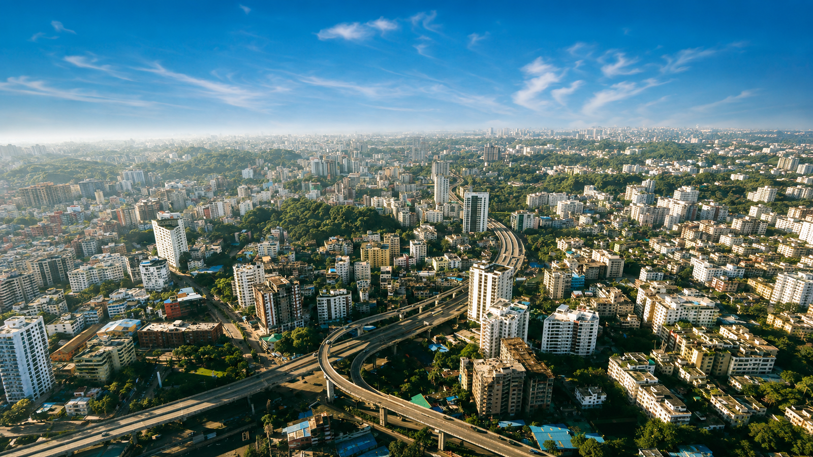 Aerial view across Dhaka